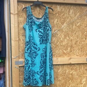 Elegant Blue Patterned Midi Dress